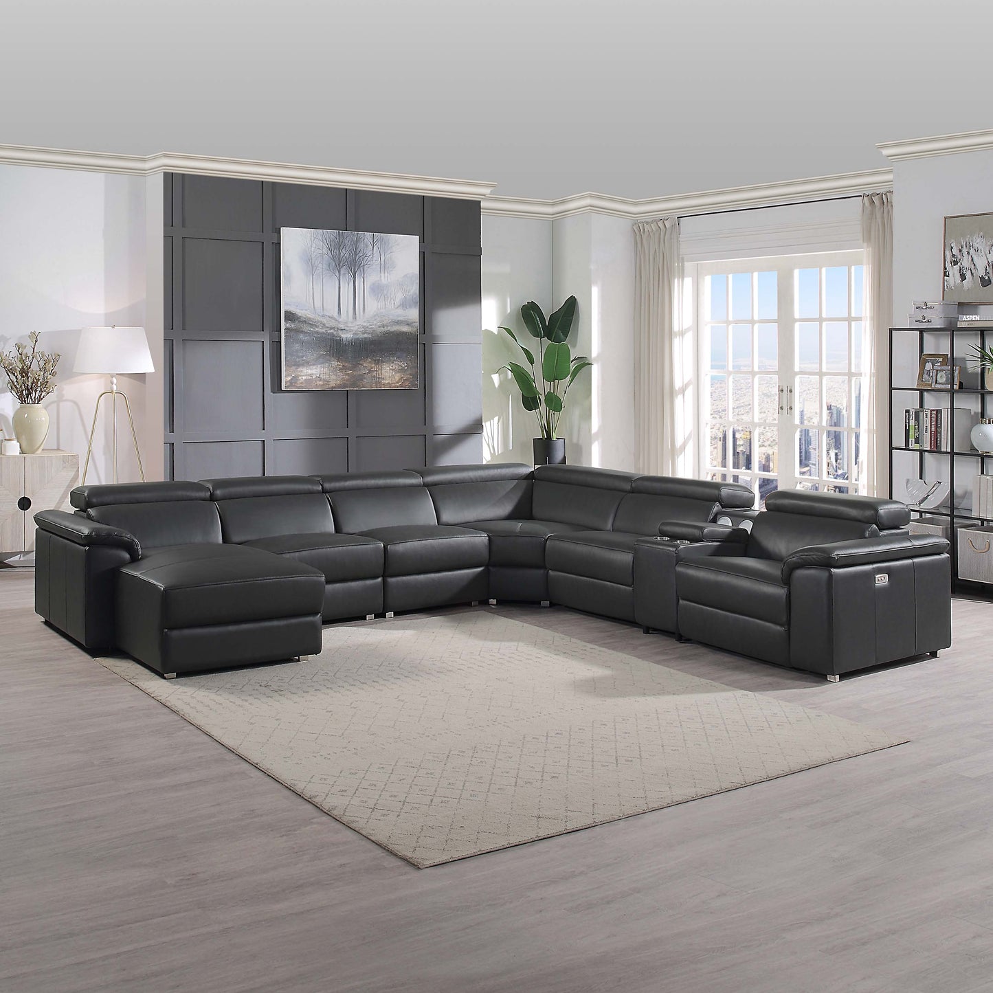 SEC 8044 Right/left Reclining Corner Sectional With Bluetooth Speakers & Usb Interface