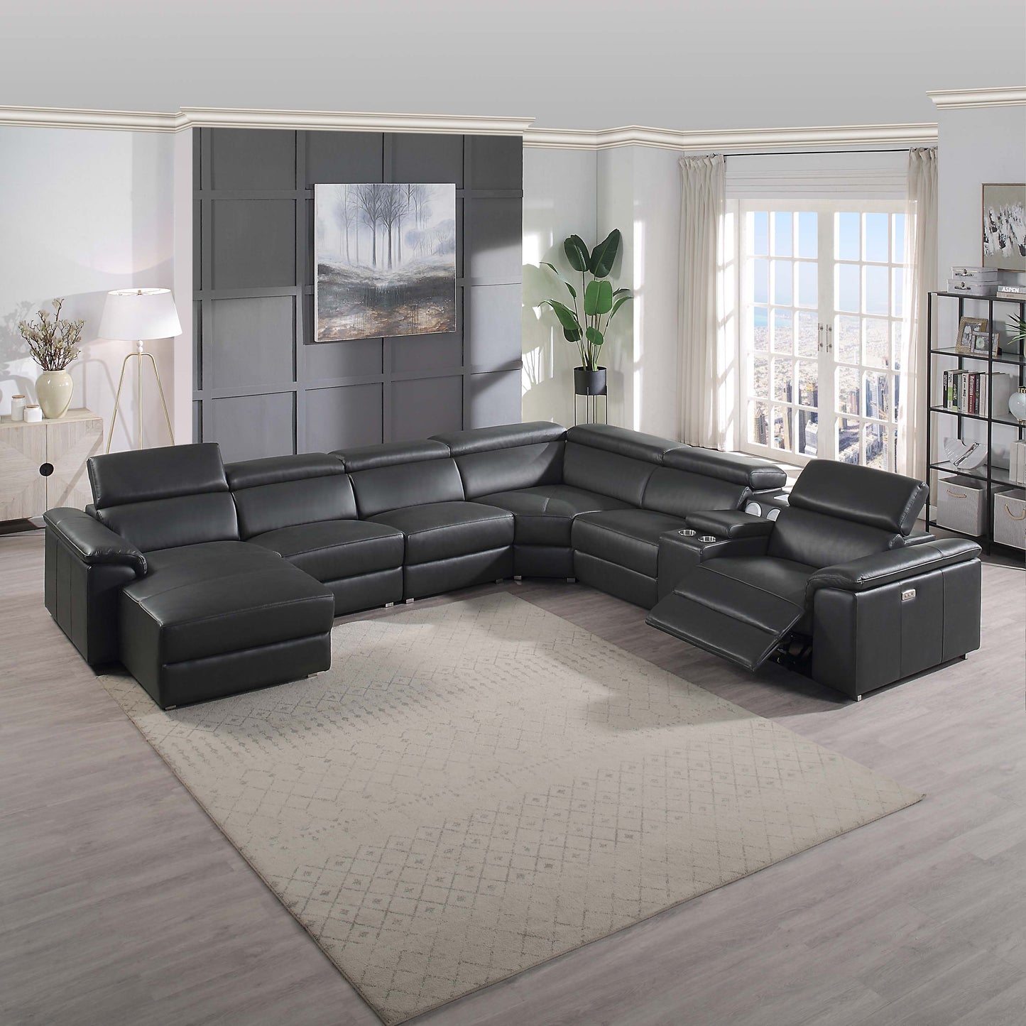 SEC 8044 Right/left Reclining Corner Sectional With Bluetooth Speakers & Usb Interface