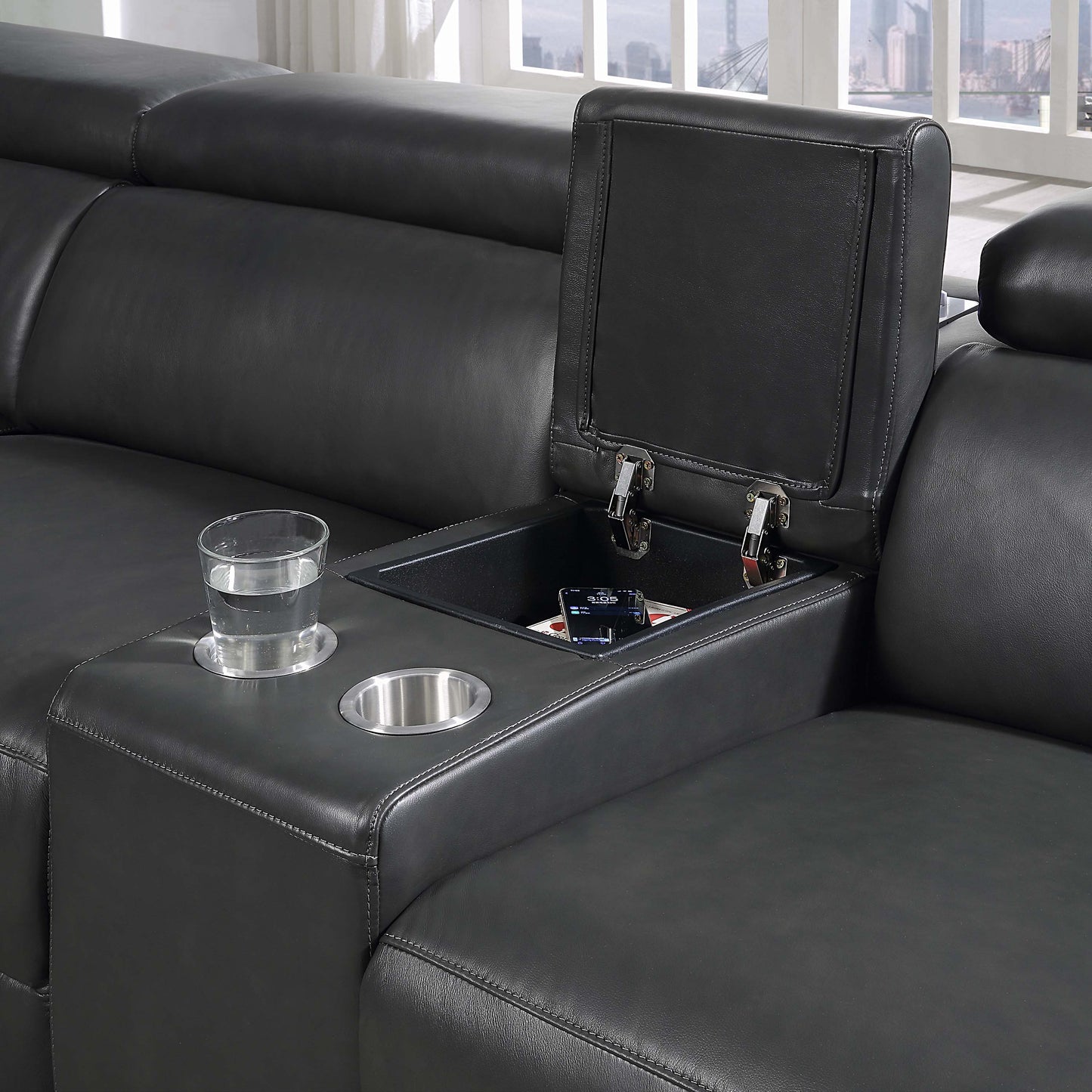 SEC 8044 Right/left Reclining Corner Sectional With Bluetooth Speakers & Usb Interface