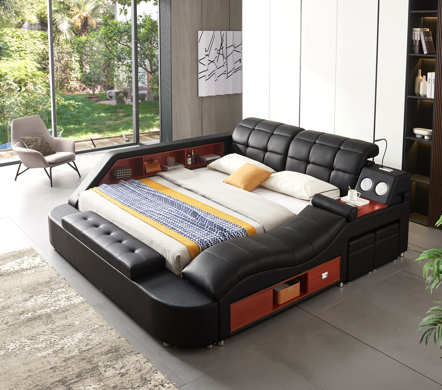 9012 Eastern King/Queen Leather Bed with Storage