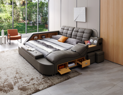 9012 Eastern King/Queen Leather Bed with Storage