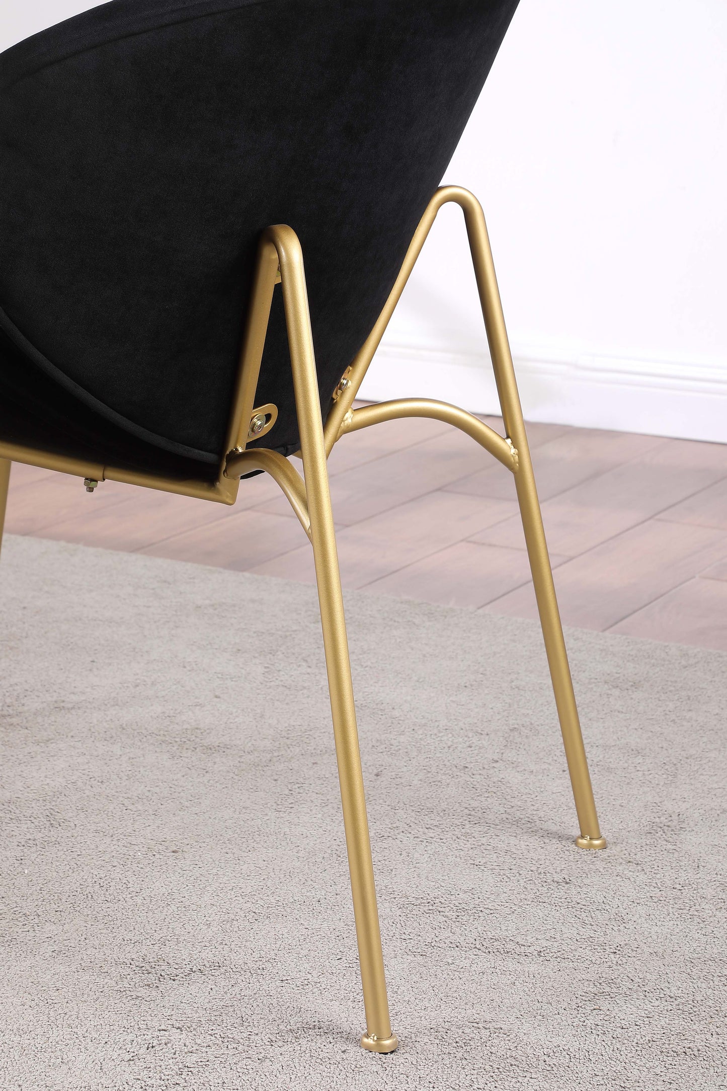 RC01 Set of 2 Velvet Barrel Chairs with Gold Metal Legs