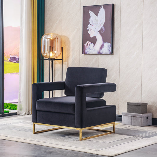 RC02 Luxurious Velvet Barrel Chair with Gold Stainless Steel Base