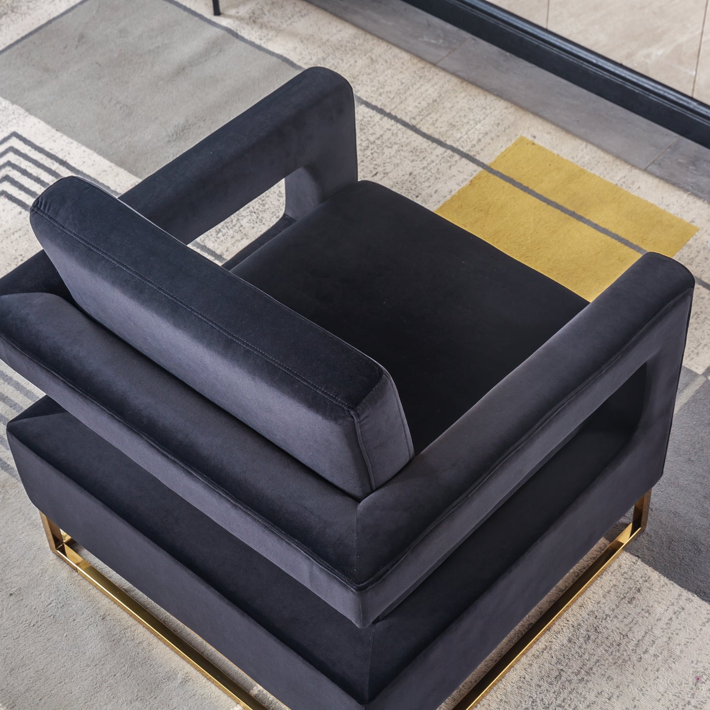 RC02 Luxurious Velvet Barrel Chair with Gold Stainless Steel Base