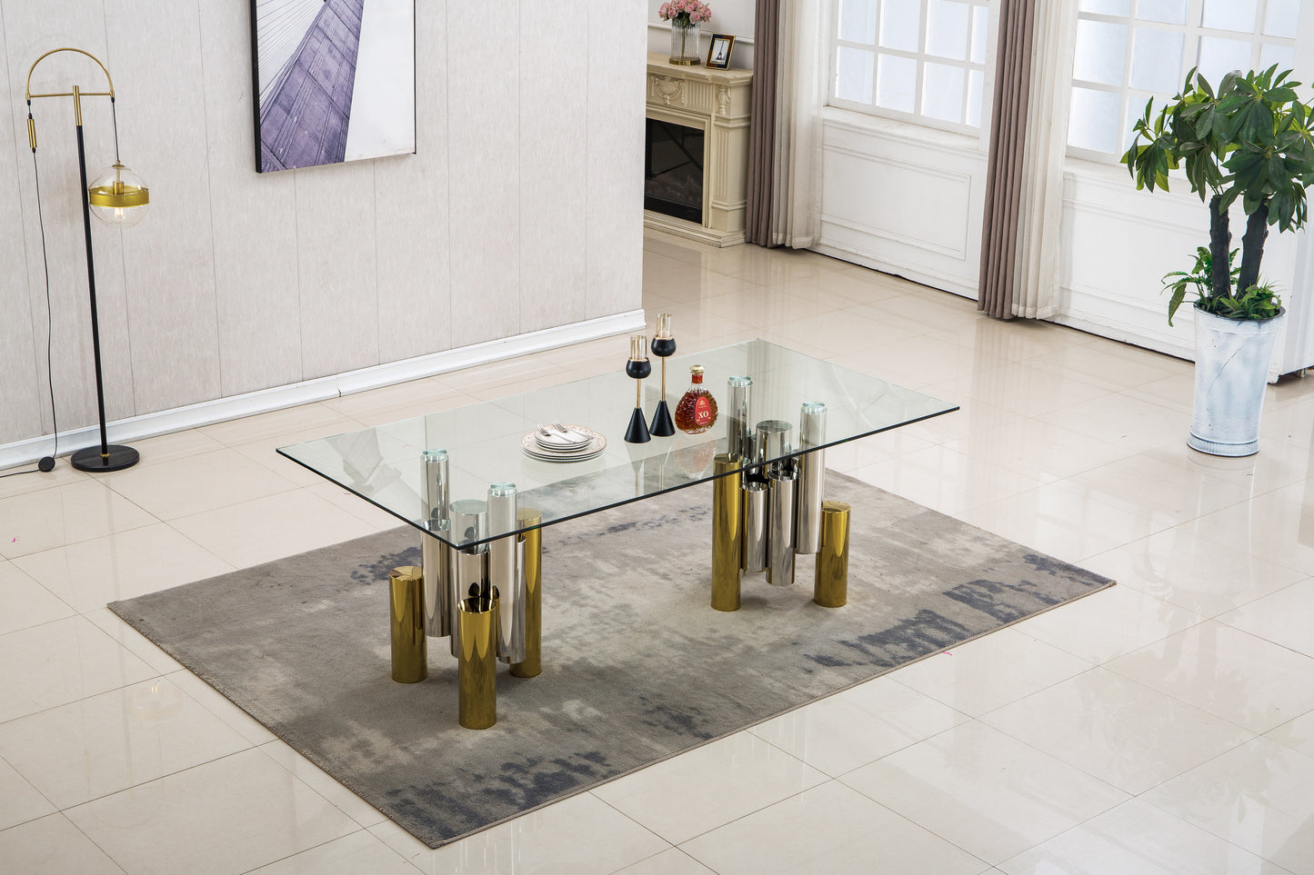 RDT210SG Rectangular Dining Table with 12mm Clear Tempered Glass