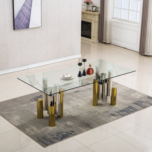 RDT210SG Rectangular Dining Table with 12mm Clear Tempered Glass