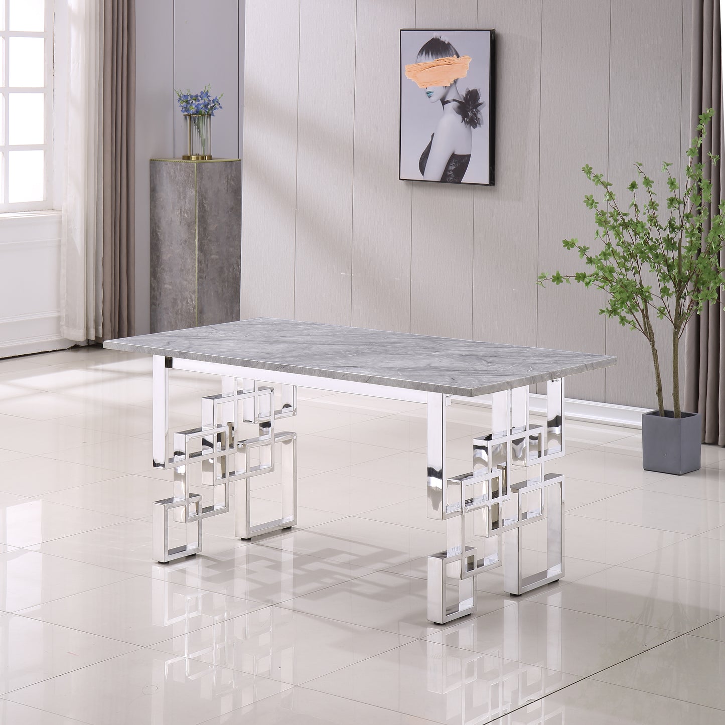 RDT213 Rectangular Marble Dining Table