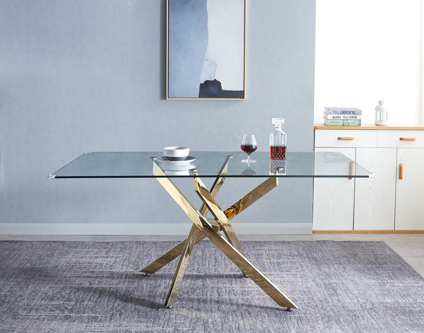 RDT717 Rectangular Dining Table with Tempered Glass