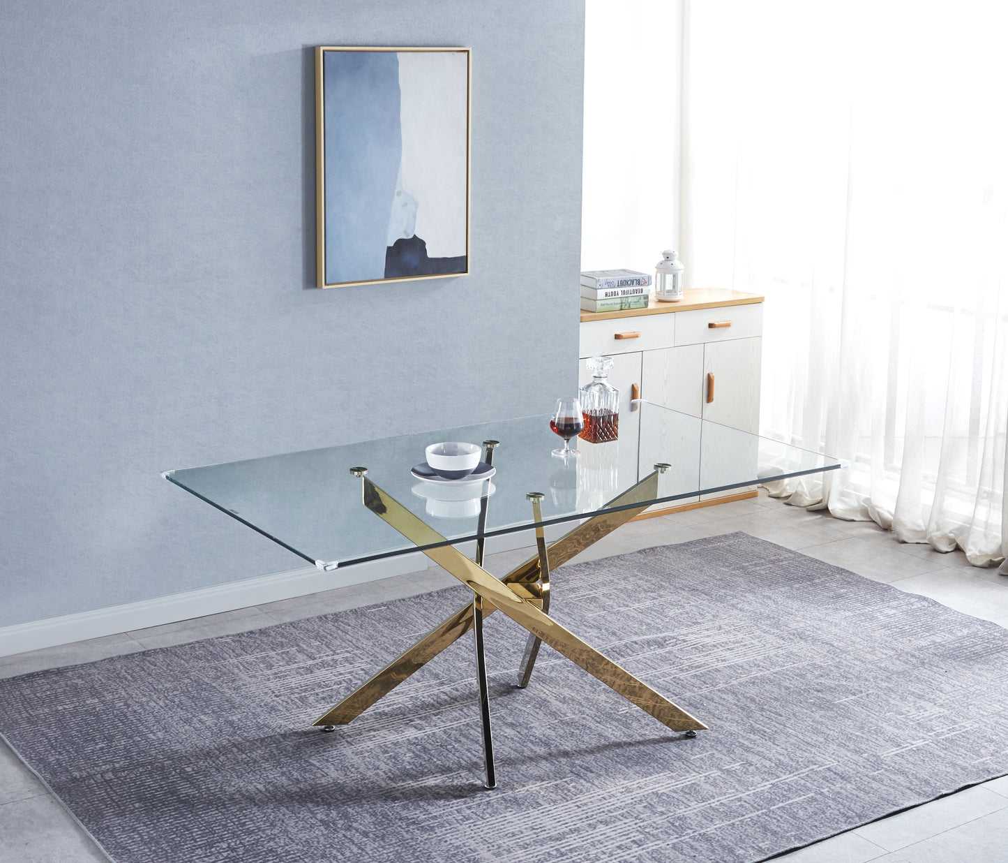 RDT717 Rectangular Dining Table with Tempered Glass