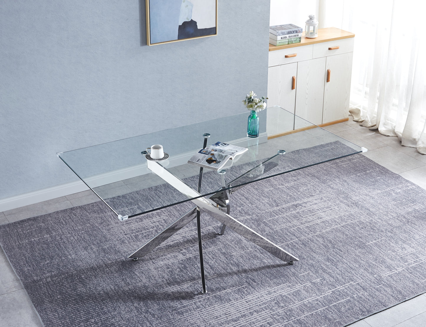 RDT717 Rectangular Dining Table with Tempered Glass