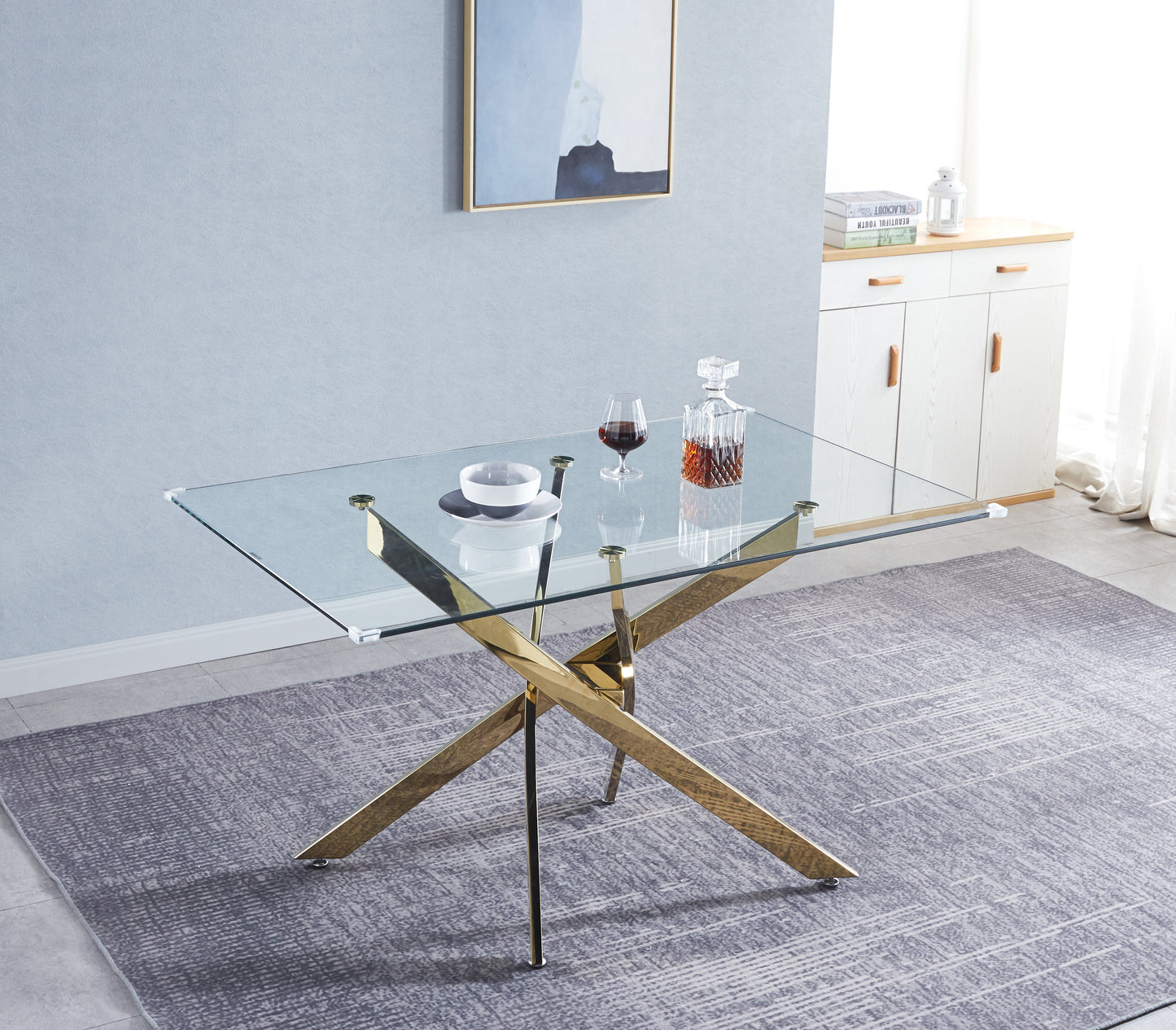 RDT919 Rectangular Dining Table with Tempered Glass