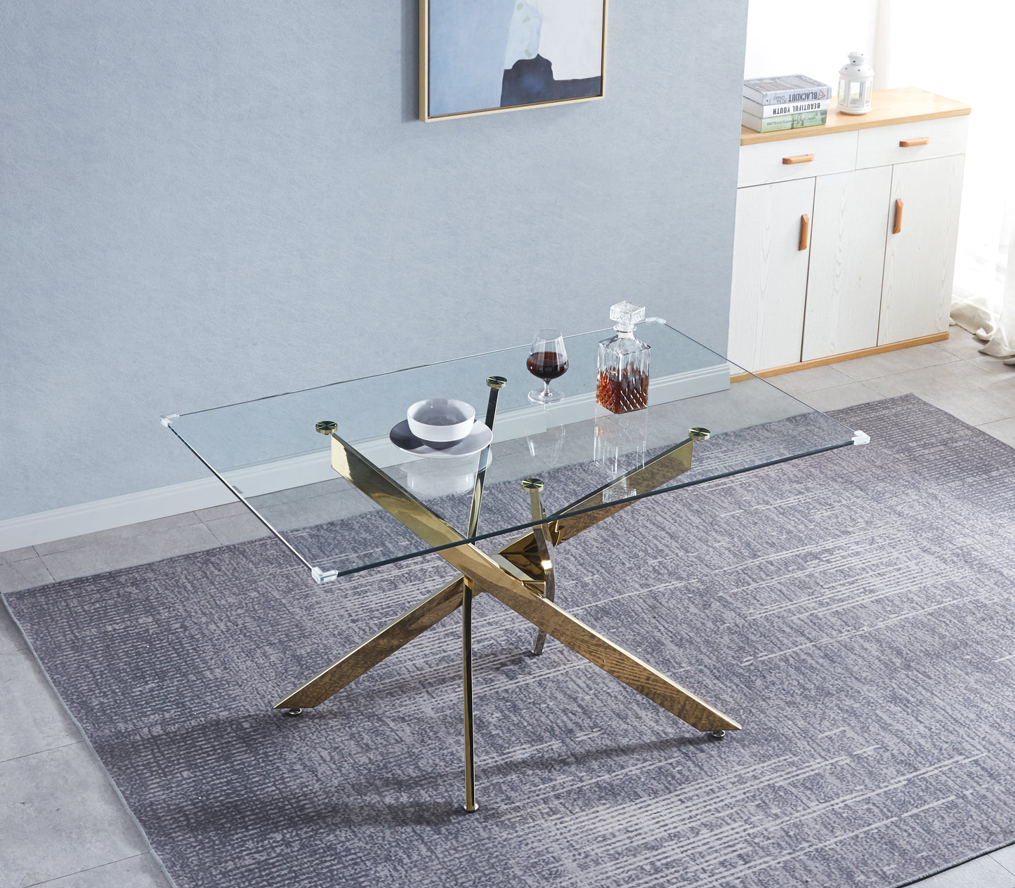 RDT919 Rectangular Dining Table with Tempered Glass