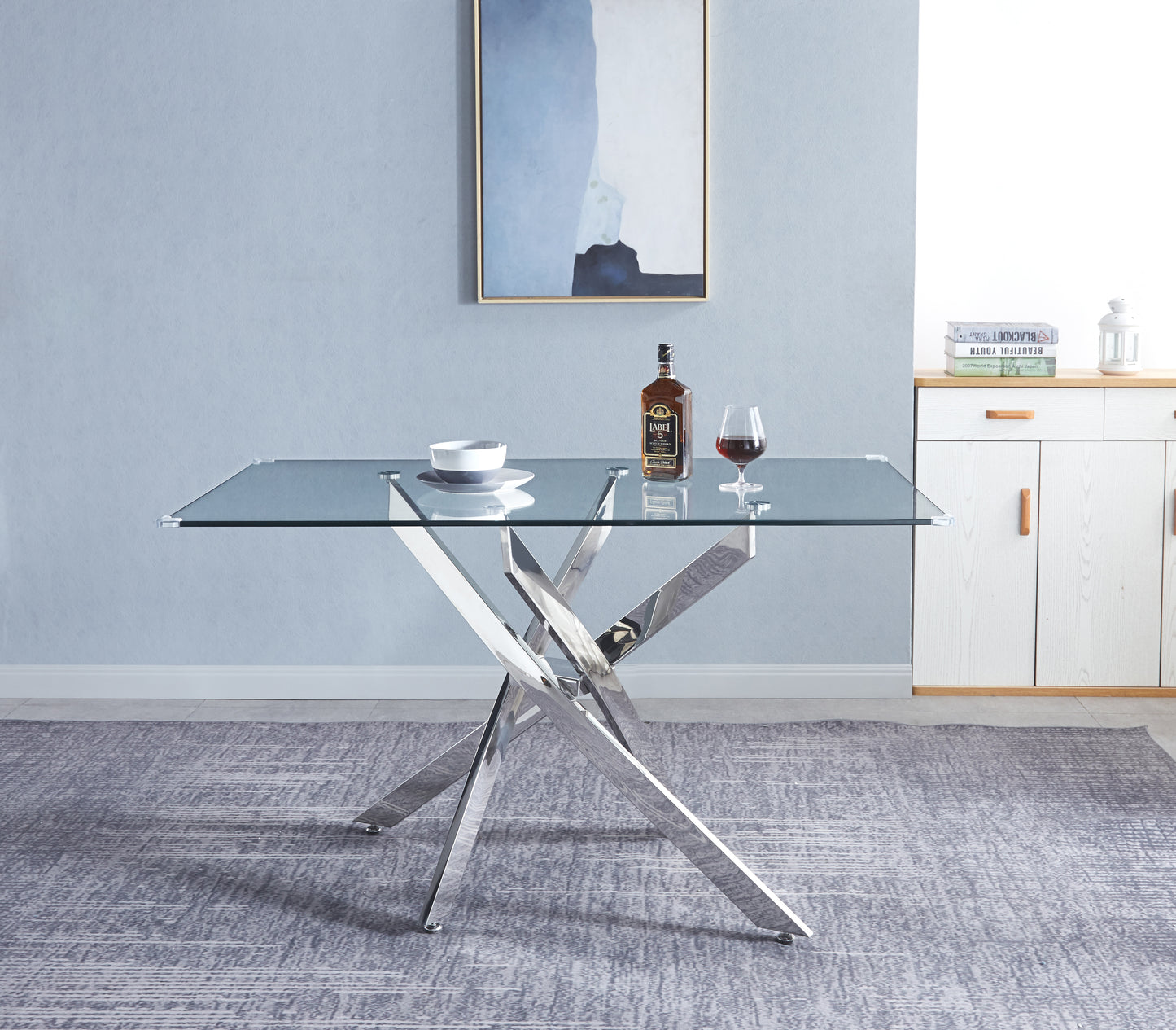 RDT919 Rectangular Dining Table with Tempered Glass