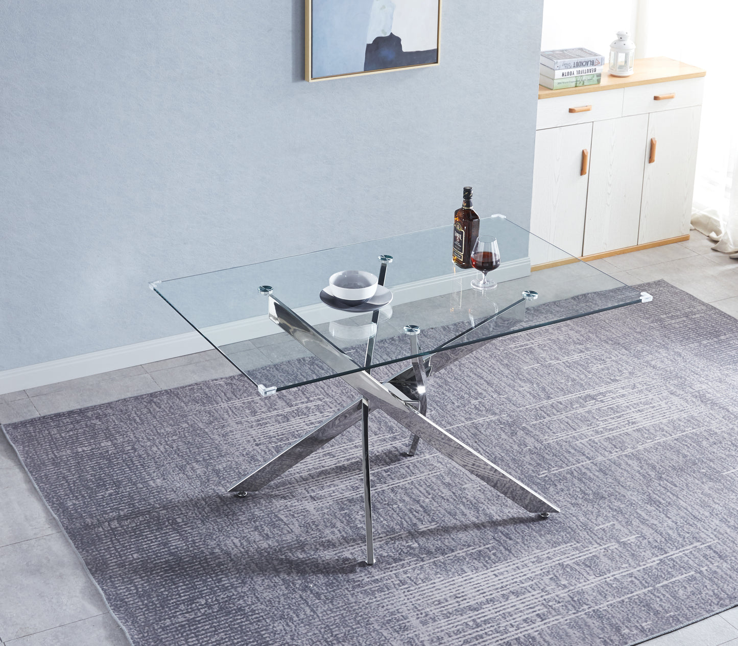 RDT919 Rectangular Dining Table with Tempered Glass