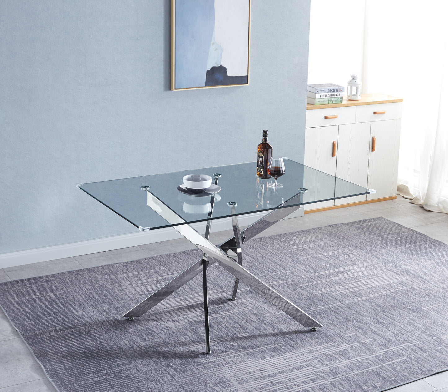 RDT919 Rectangular Dining Table with Tempered Glass