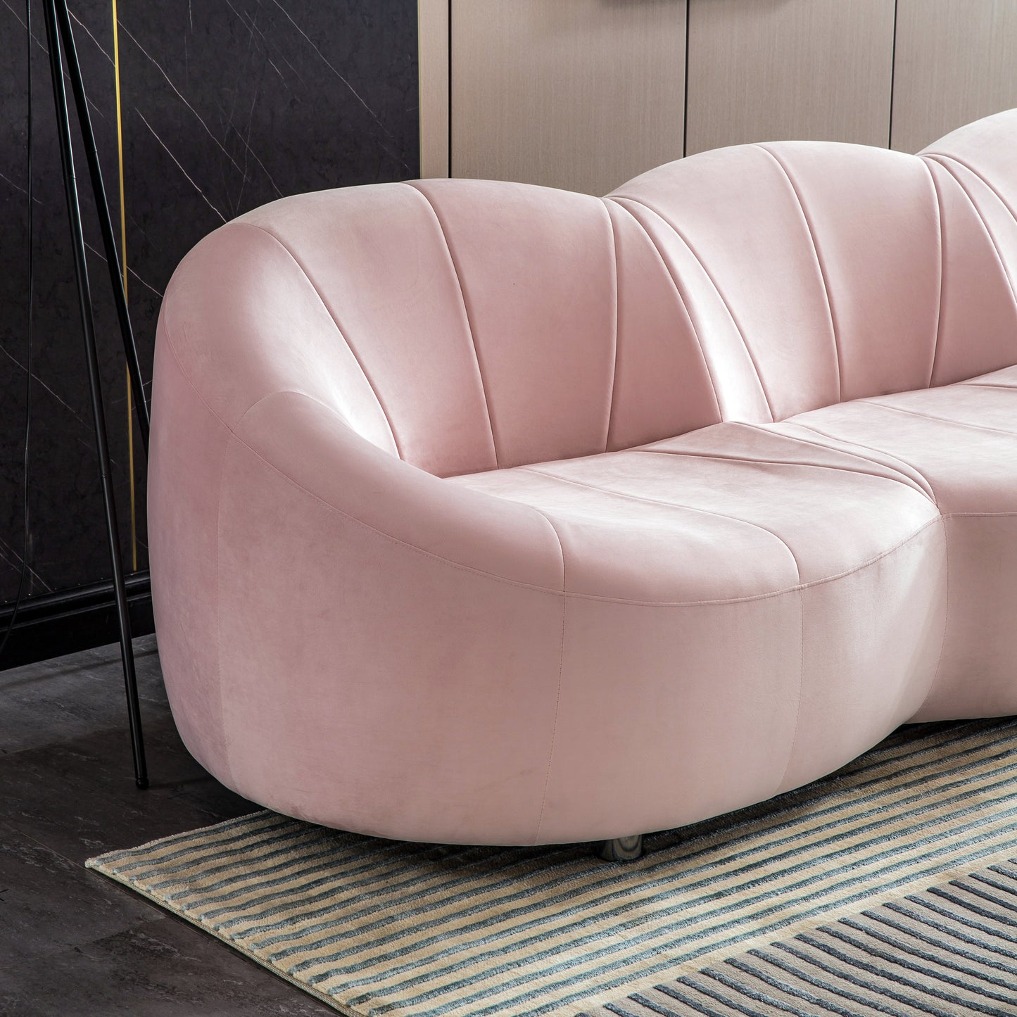 S607P Luxurious Pink Velvet Sofa