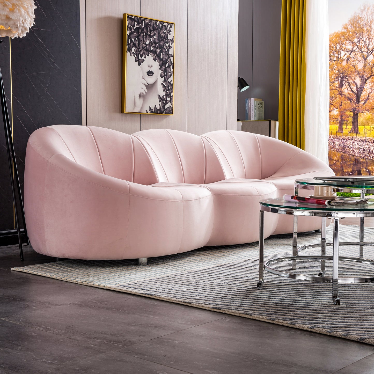 S607P Luxurious Pink Velvet Sofa