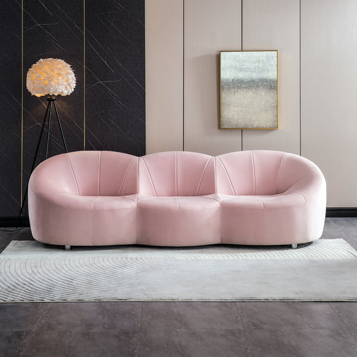 S607P Luxurious Pink Velvet Sofa