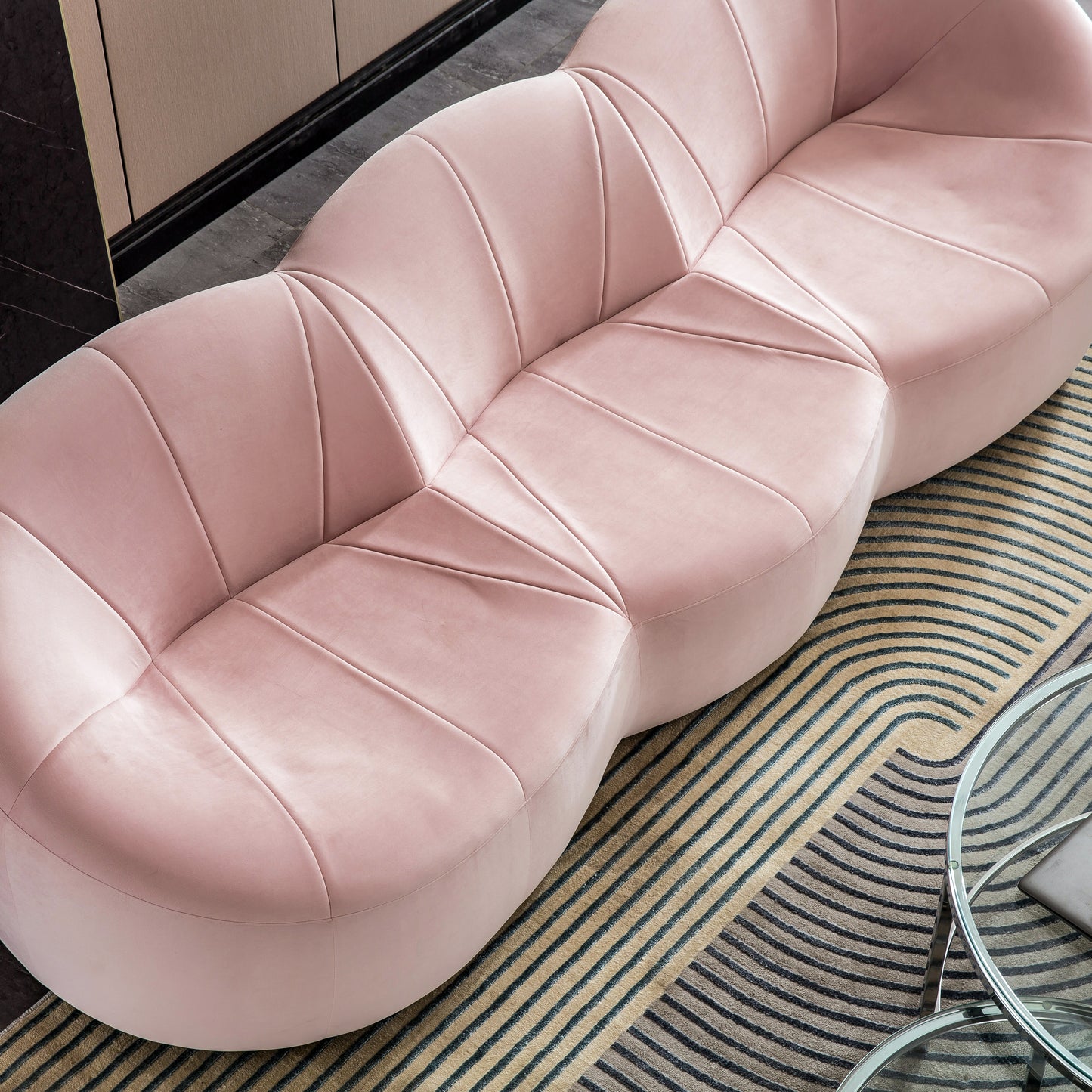 S607P Luxurious Pink Velvet Sofa