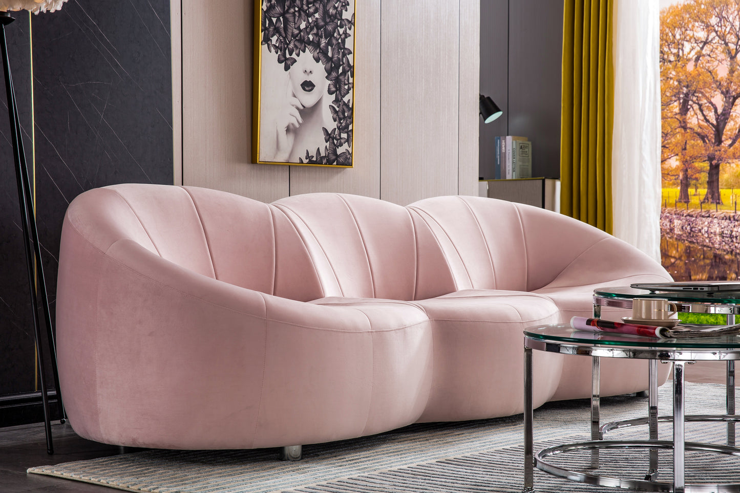 S607P Luxurious Pink Velvet Sofa