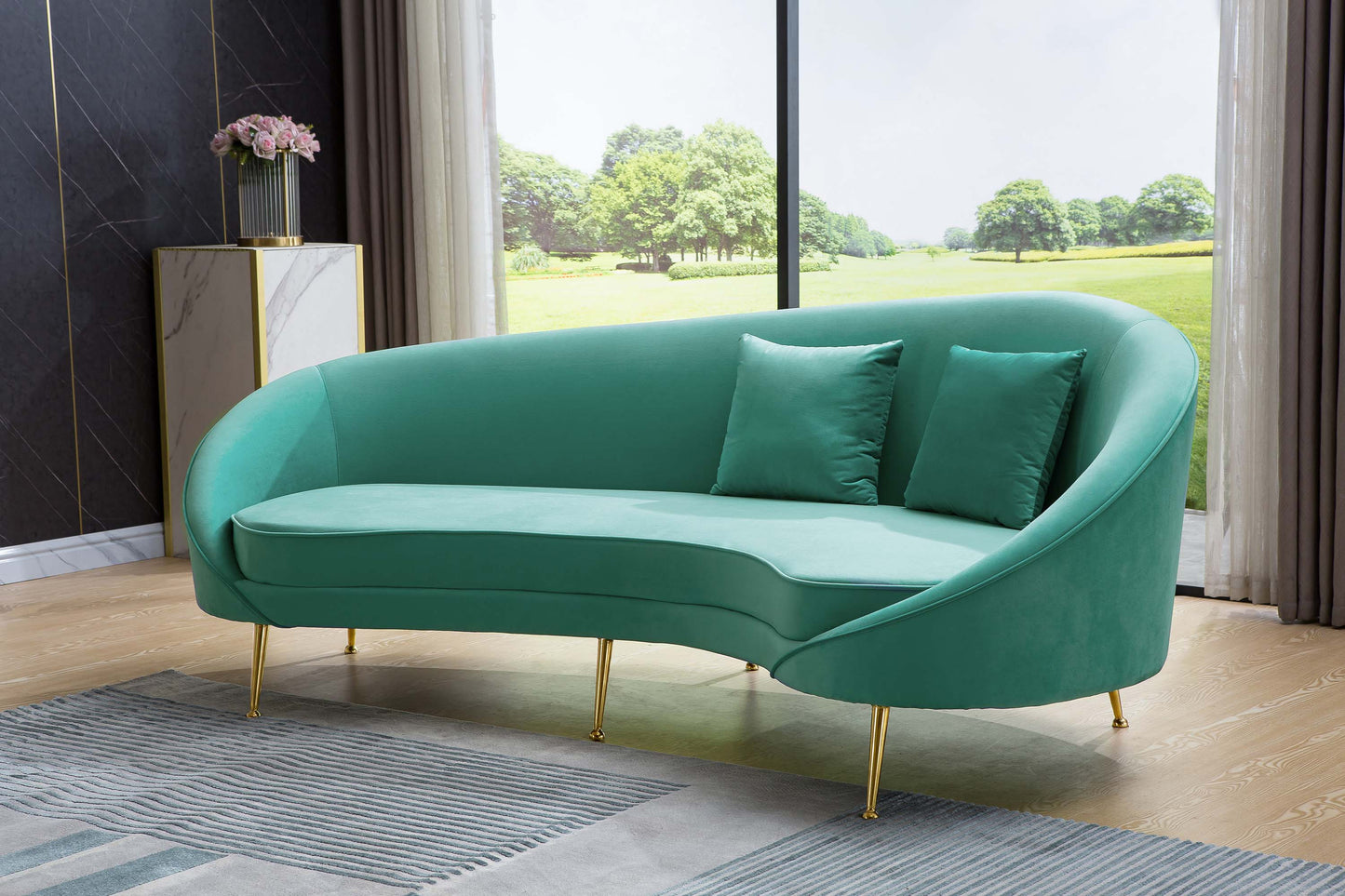 S608 Luxurious Velvet Sofa with Solid Wood Structure