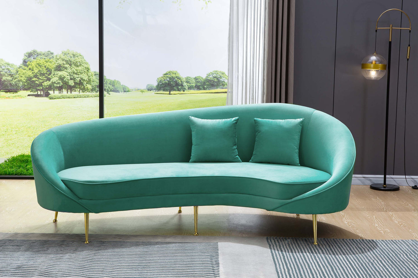 S608 Luxurious Velvet Sofa with Solid Wood Structure