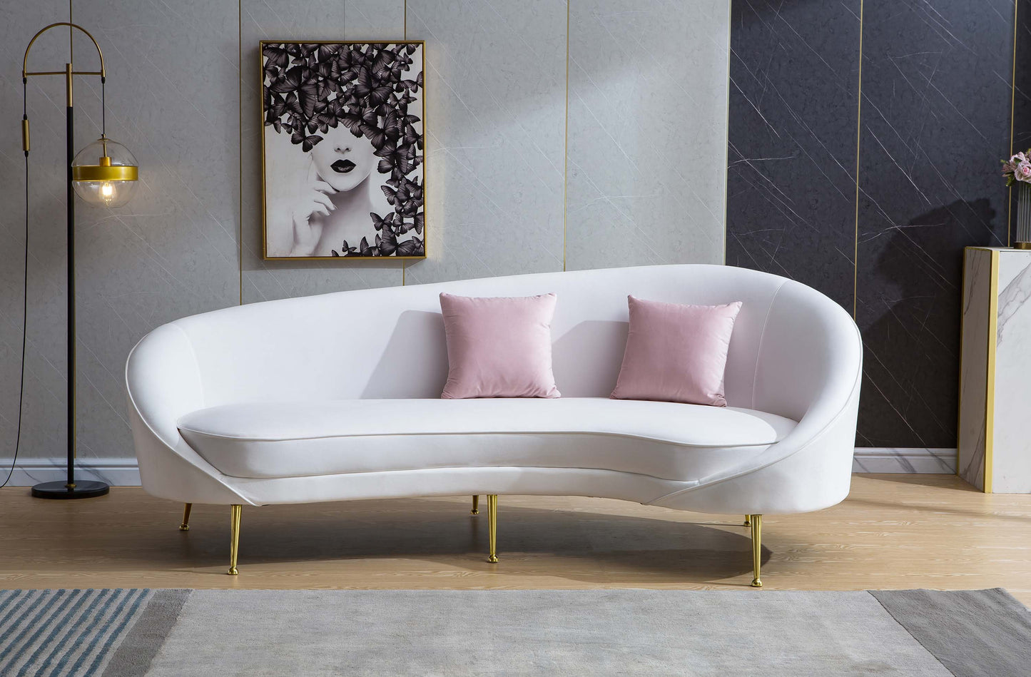 S608 Luxurious Velvet Sofa with Solid Wood Structure