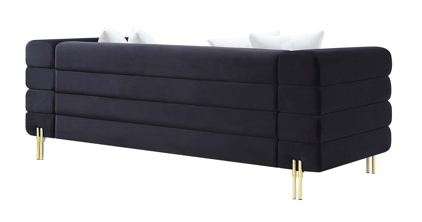 8018 Elegant Velvet Sofa with Gold Metal Legs