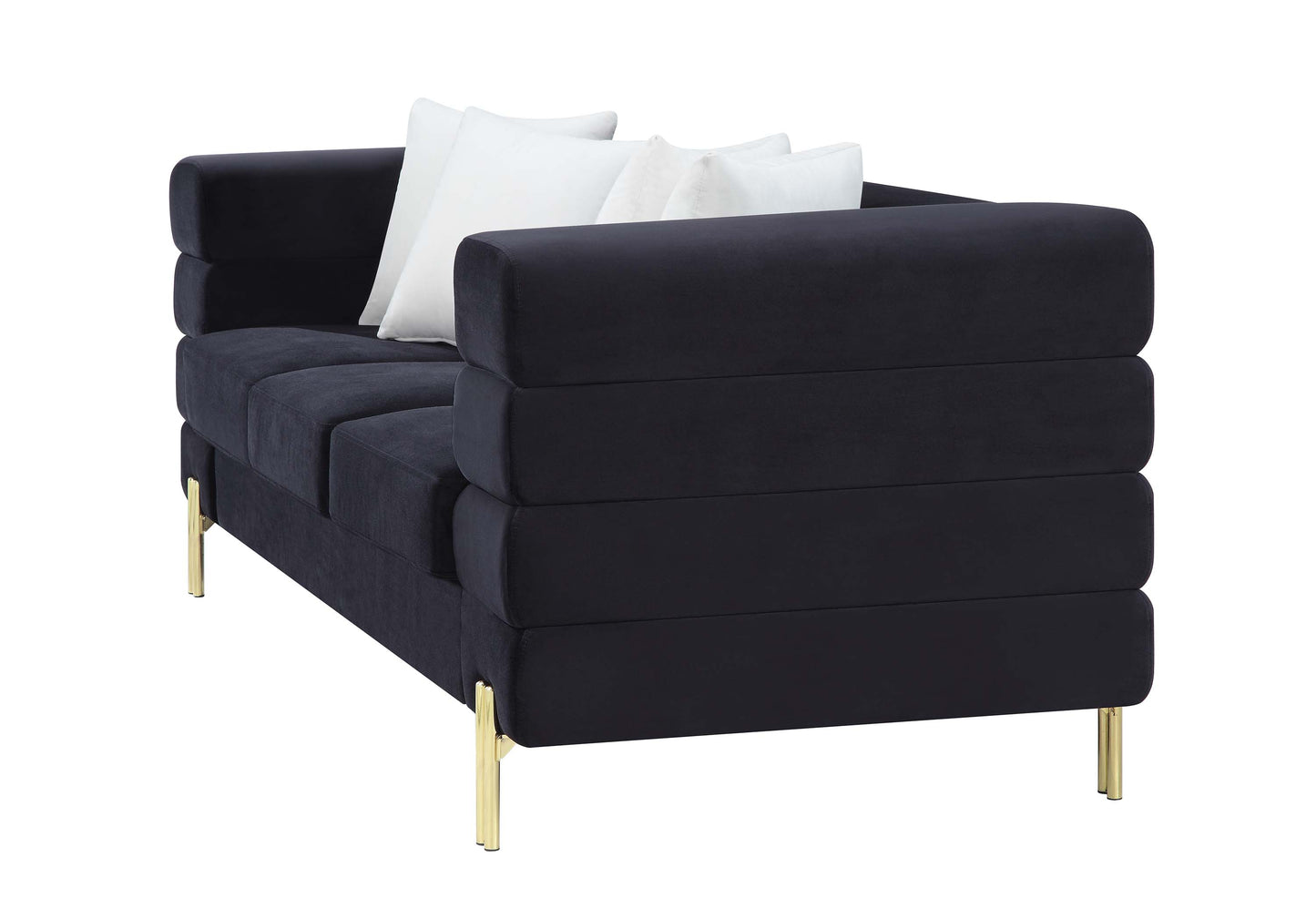 8018 Elegant Velvet Sofa with Gold Metal Legs