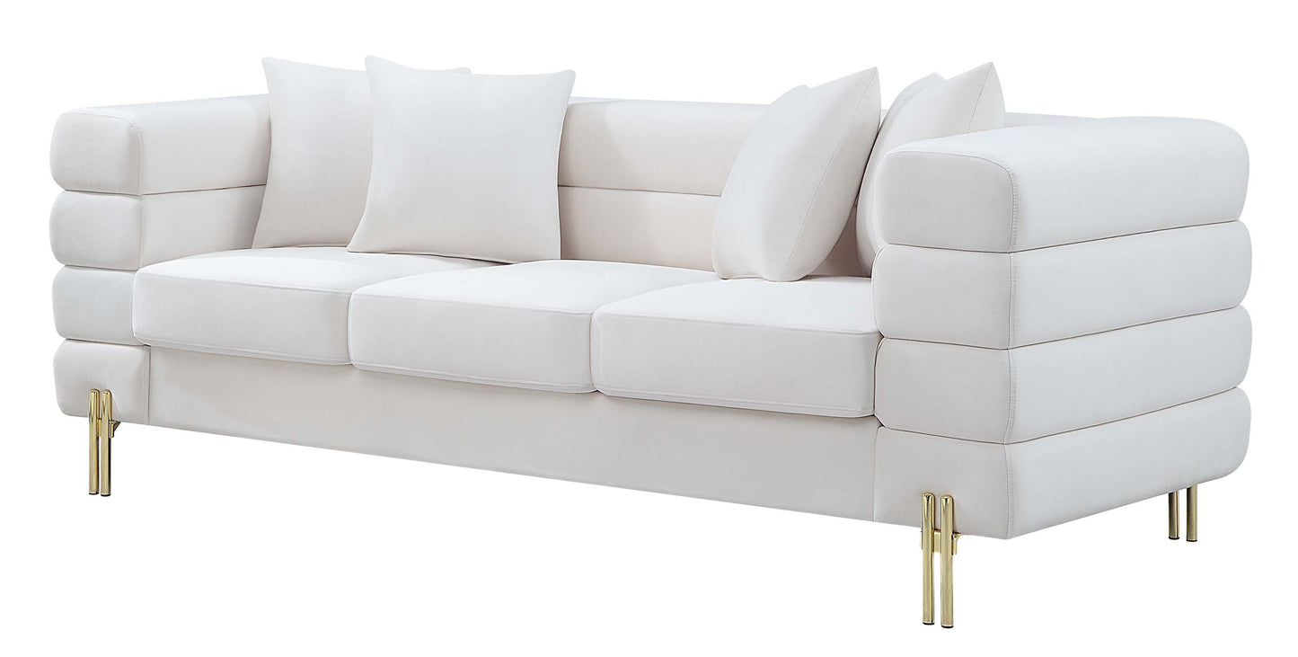 8018 Elegant Velvet Sofa with Gold Metal Legs