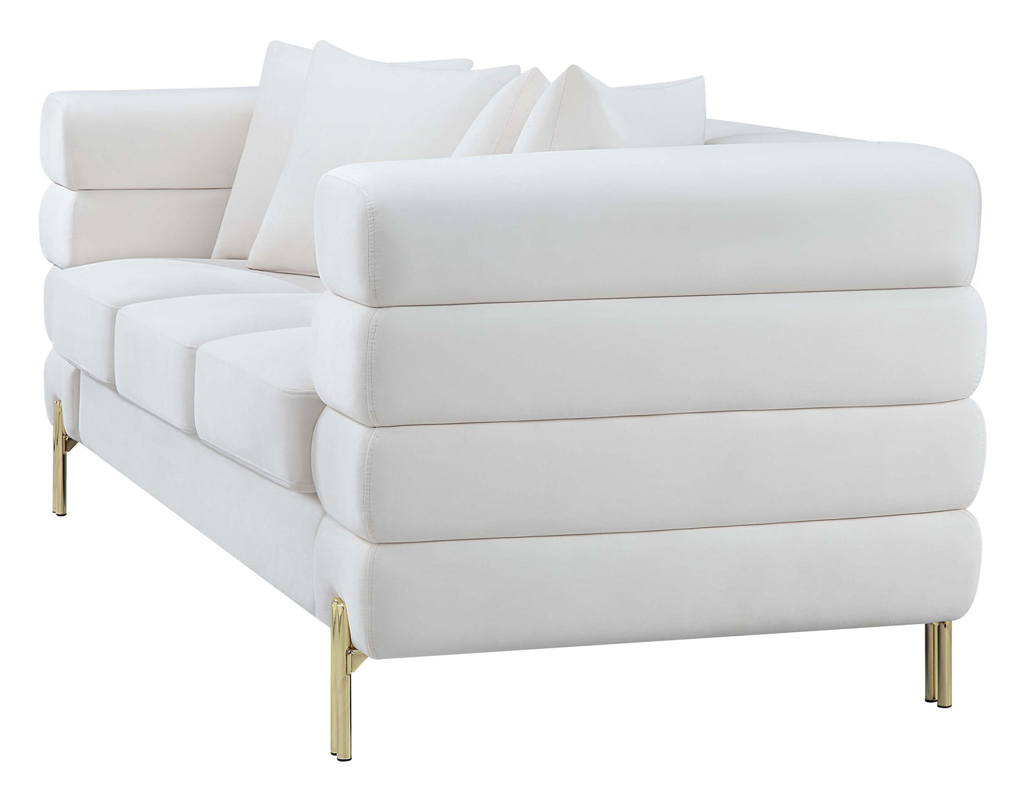 8018 Elegant Velvet Sofa with Gold Metal Legs