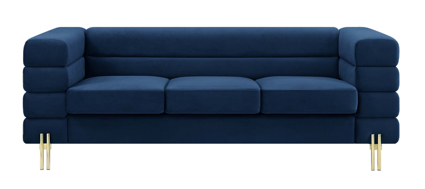 8018 Elegant Velvet Sofa with Gold Metal Legs