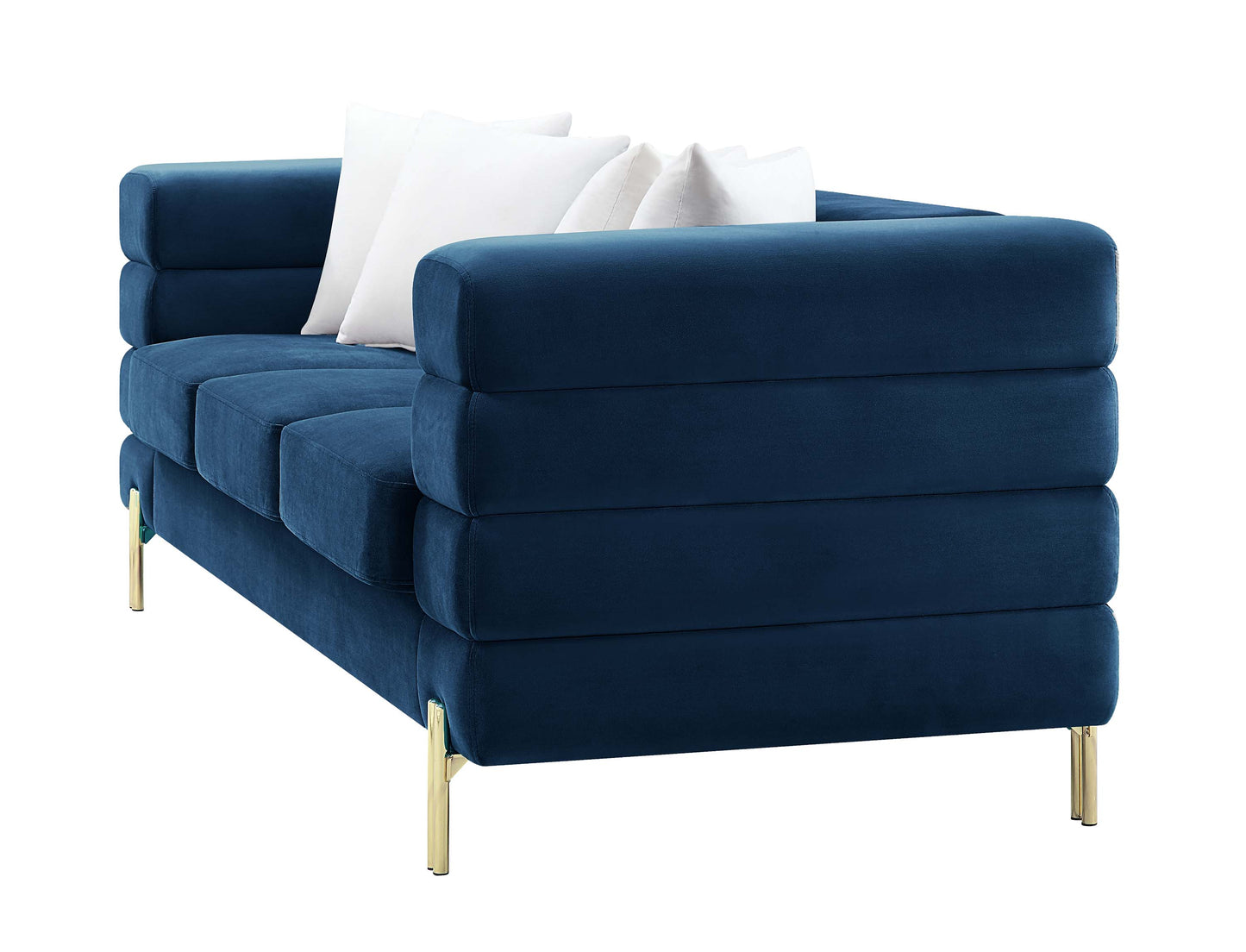 8018 Elegant Velvet Sofa with Gold Metal Legs