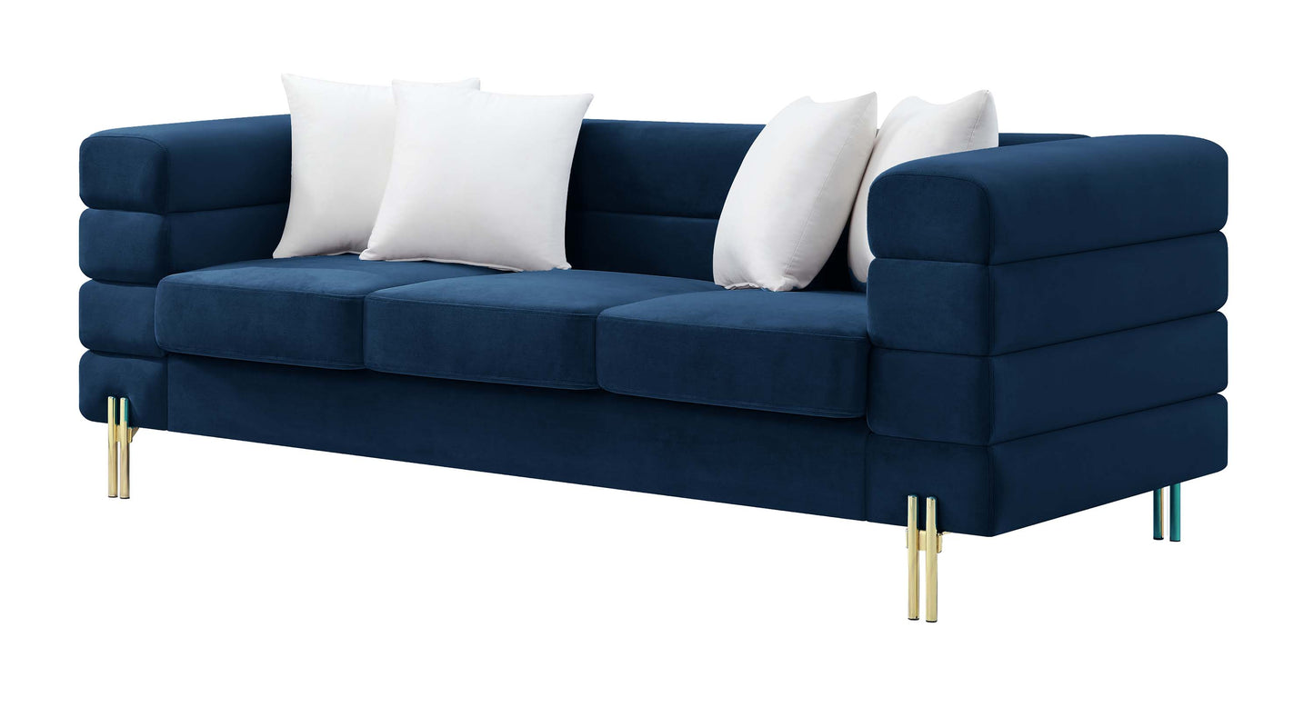 8018 Elegant Velvet Sofa with Gold Metal Legs