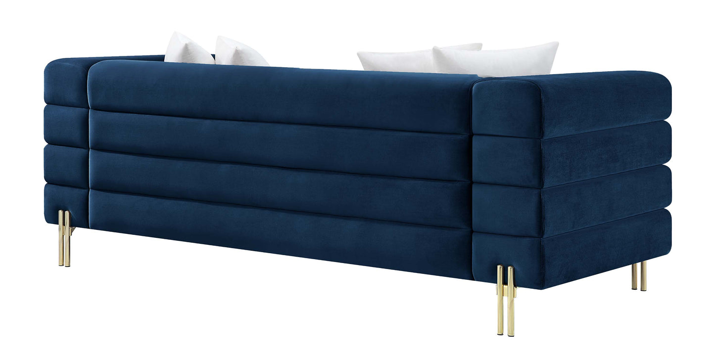 8018 Elegant Velvet Sofa with Gold Metal Legs