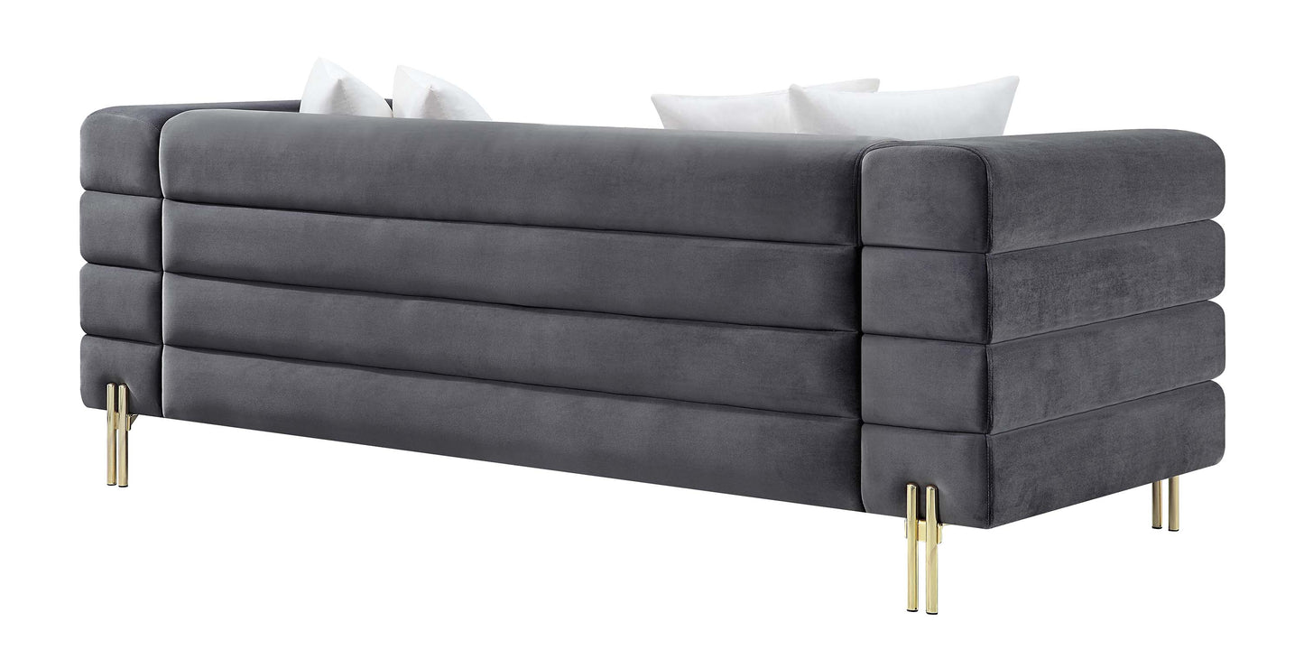 8018 Elegant Velvet Sofa with Gold Metal Legs