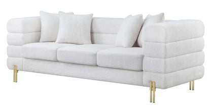 8018 Elegant Velvet Sofa with Gold Metal Legs