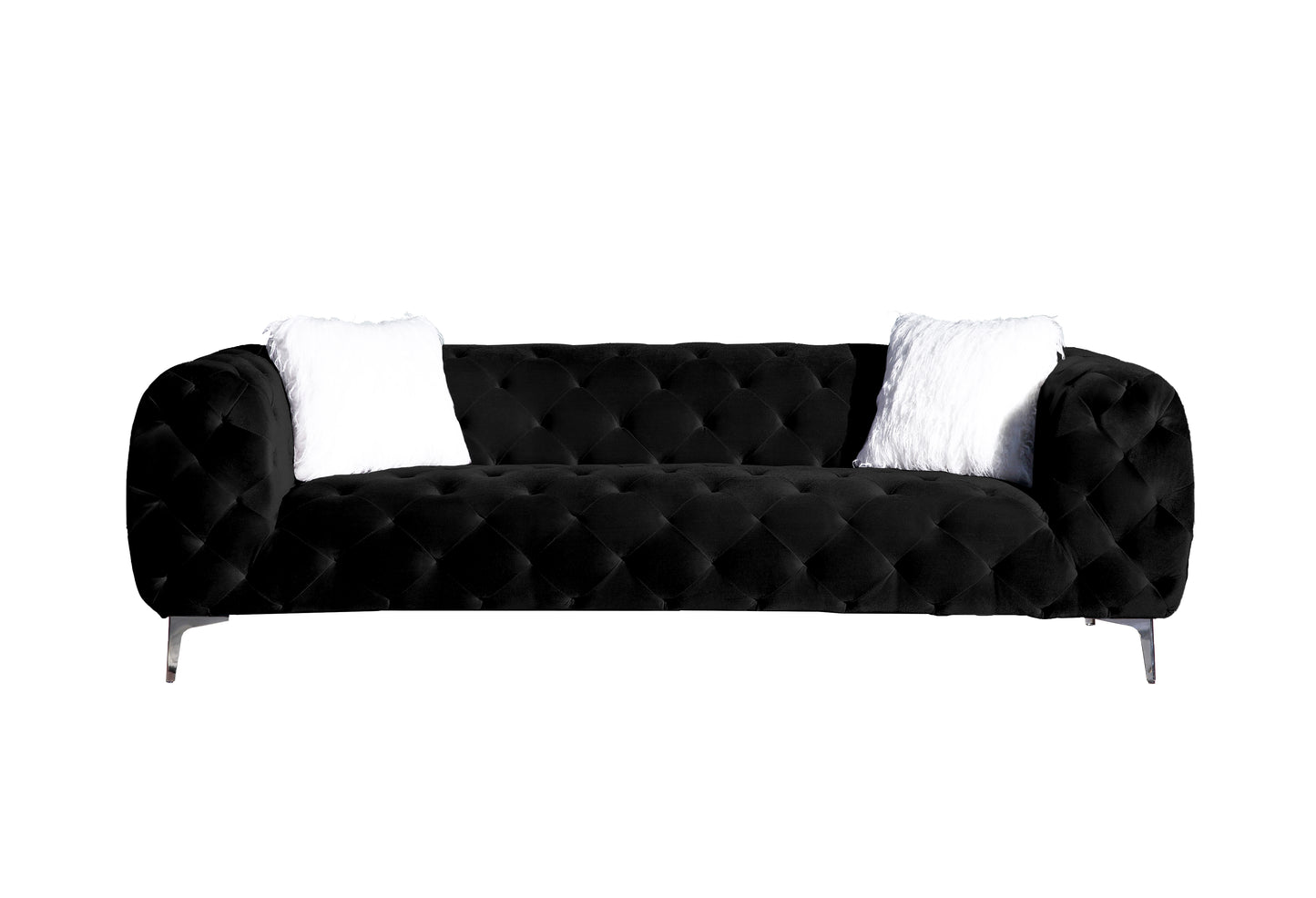 8037 Modern Velvet Loveseat/ Sofa with Wood Frame and Metal Legs