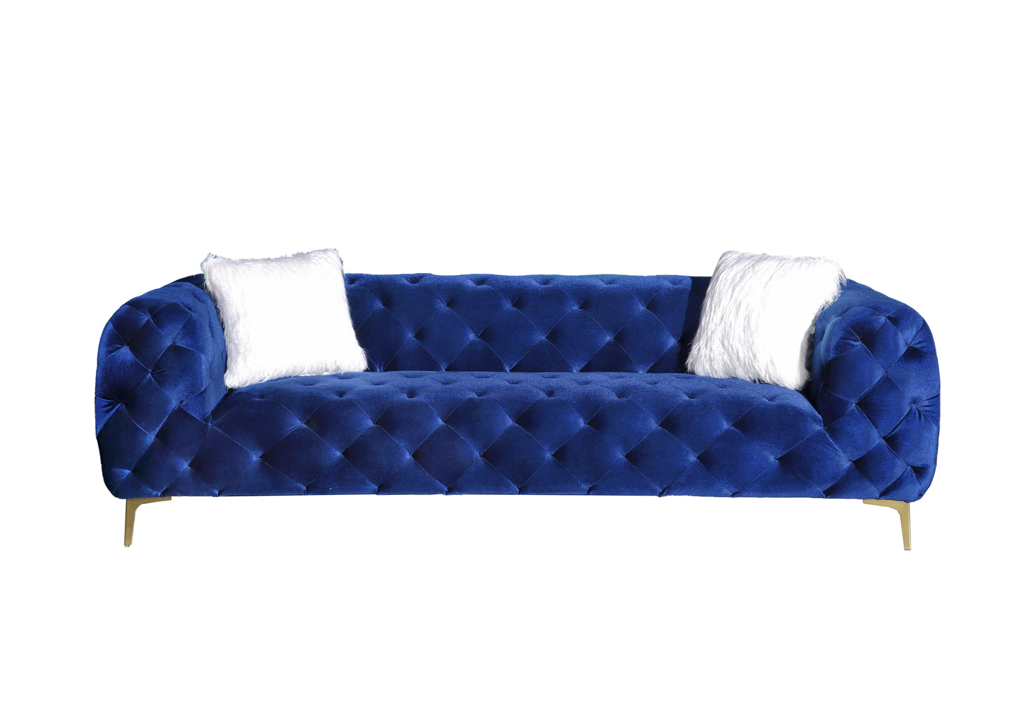 8037 Modern Velvet Loveseat/ Sofa with Wood Frame and Metal Legs