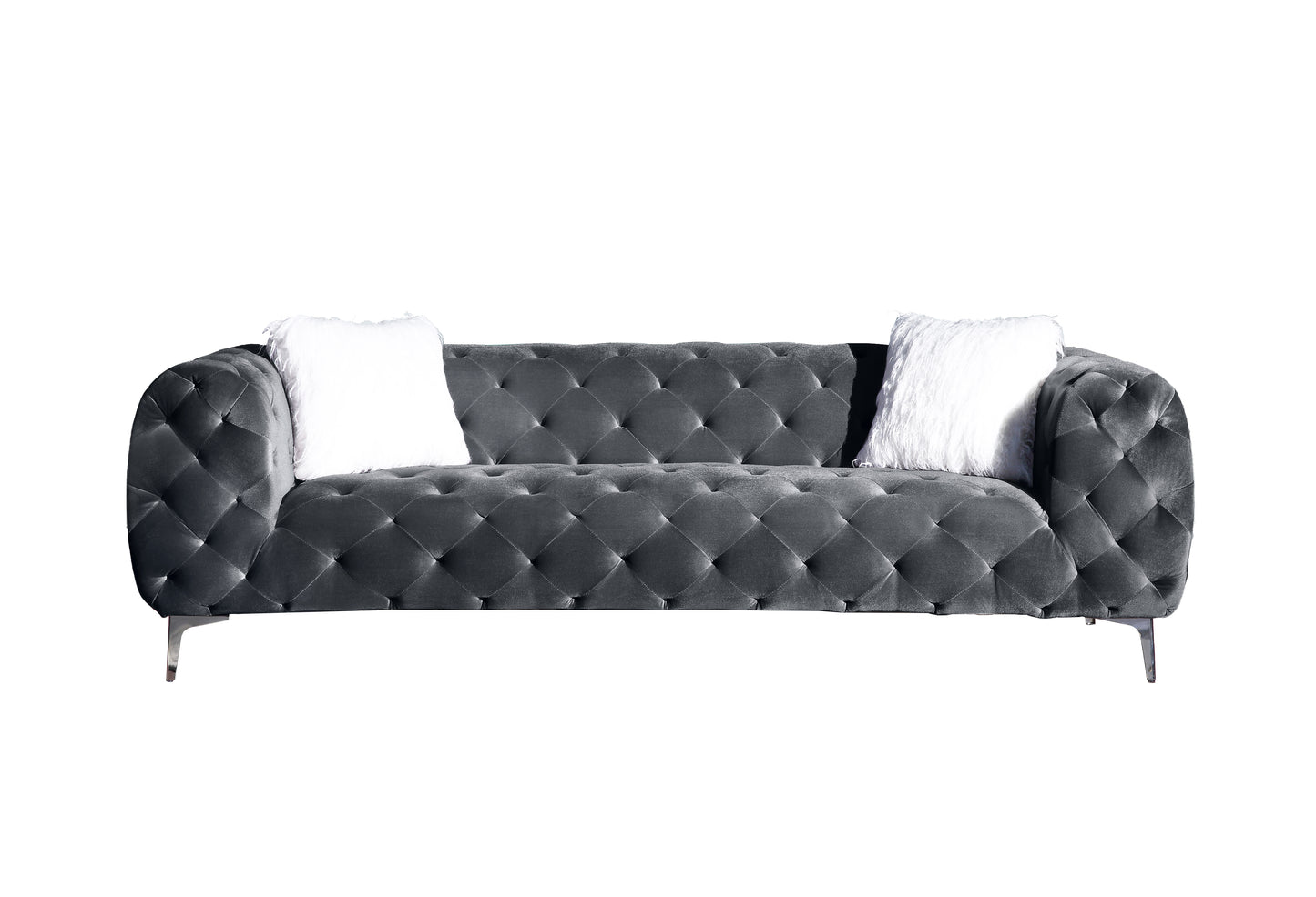 8037 Modern Velvet Loveseat/ Sofa with Wood Frame and Metal Legs