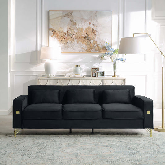 8043 Velvet Loveseat/Sofa with Gold Metal Legs