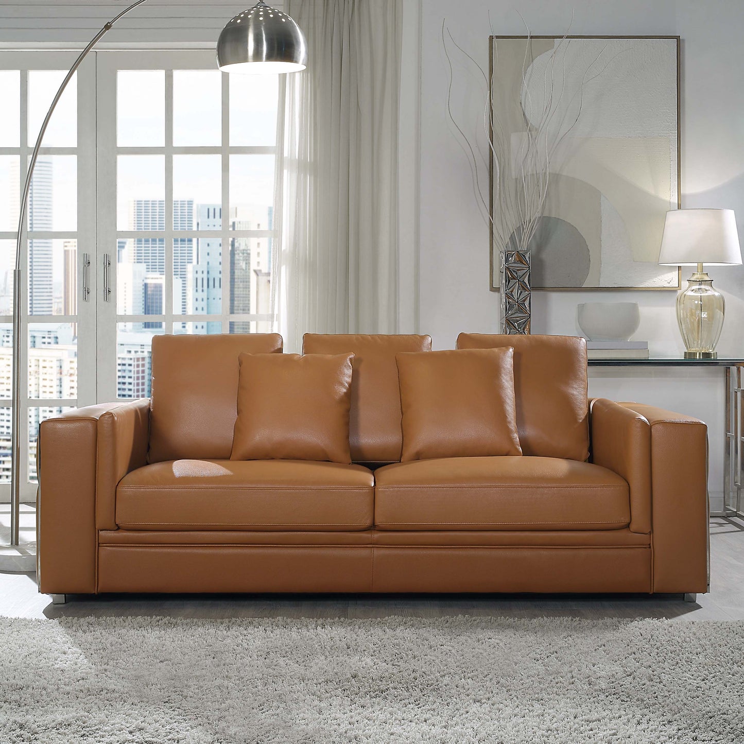 8047 Luxurious Top Grain Leather Sofa and Loveseat Set