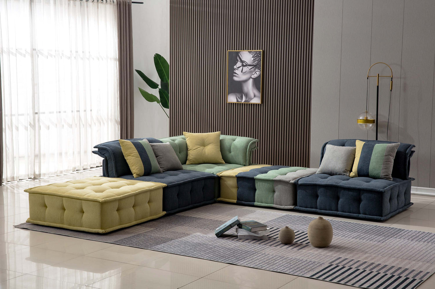 SEC005BO Modular Sectional Sofa with Ottoman