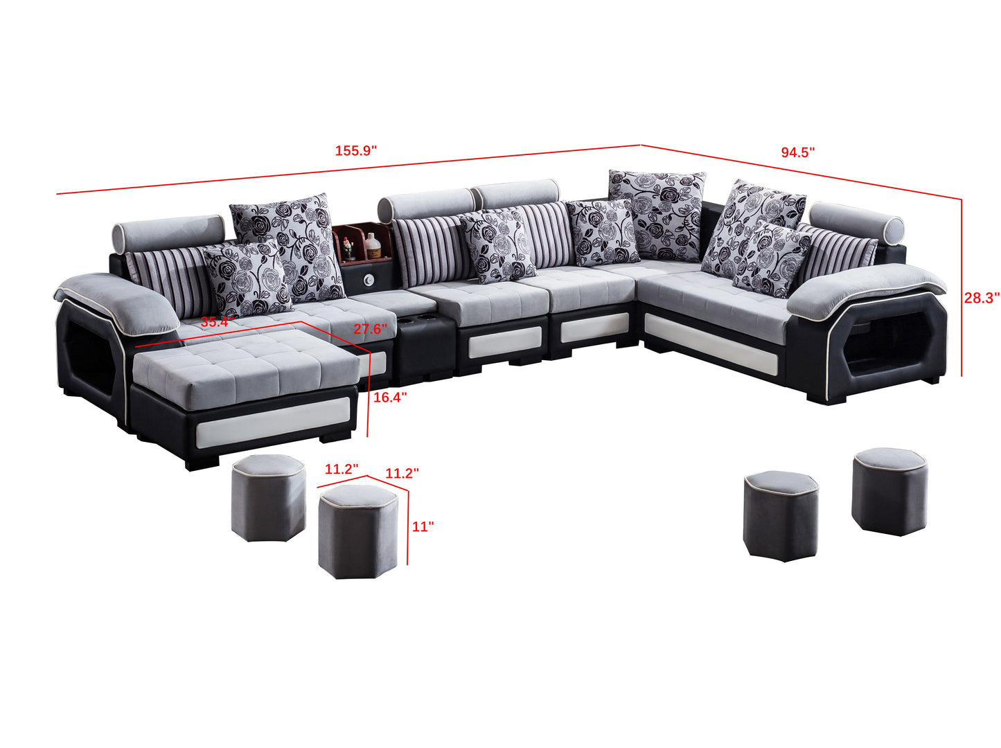 8011 Modern Corner Sectional Sofa