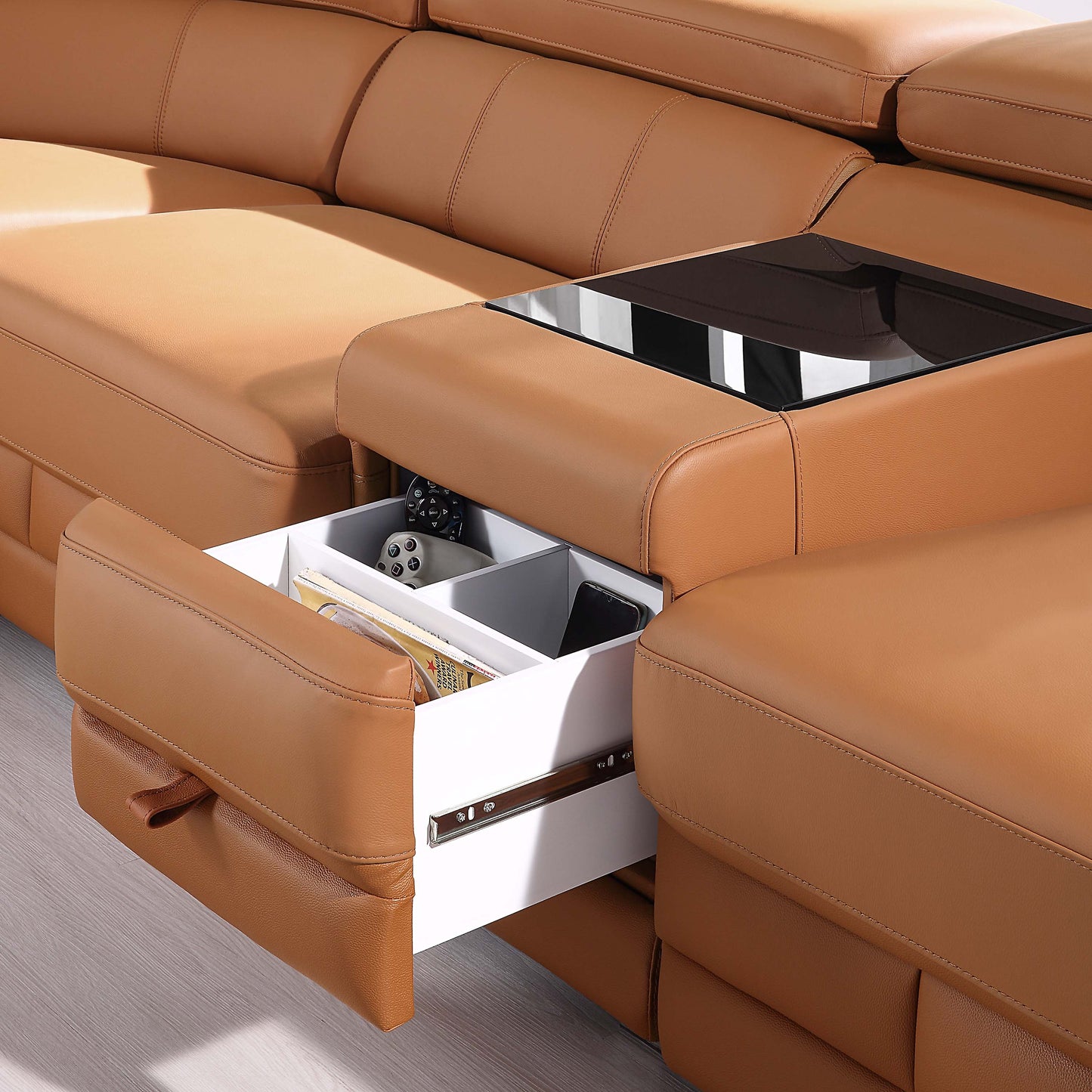 8045 Corner Sectional Sofa with Genuine Leather