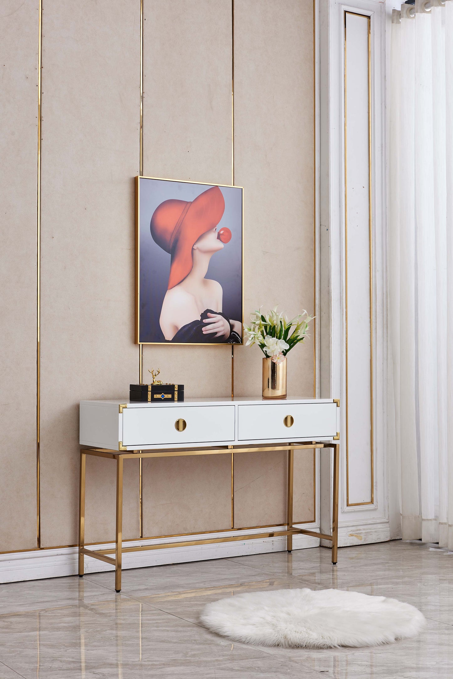 ST001 Sleek White MDF Console Table