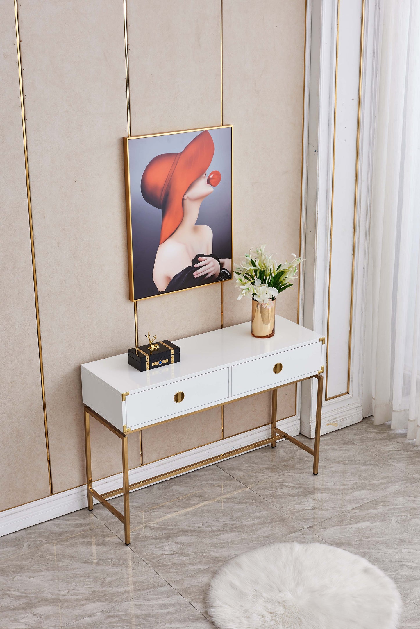 ST001 Sleek White MDF Console Table