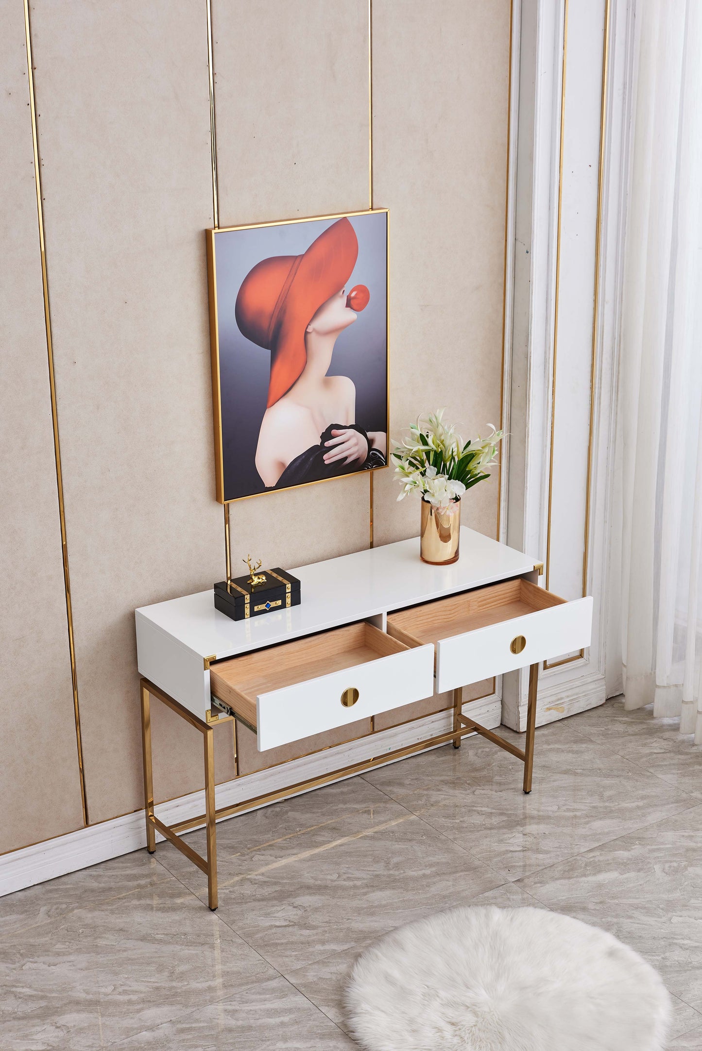 ST001 Sleek White MDF Console Table