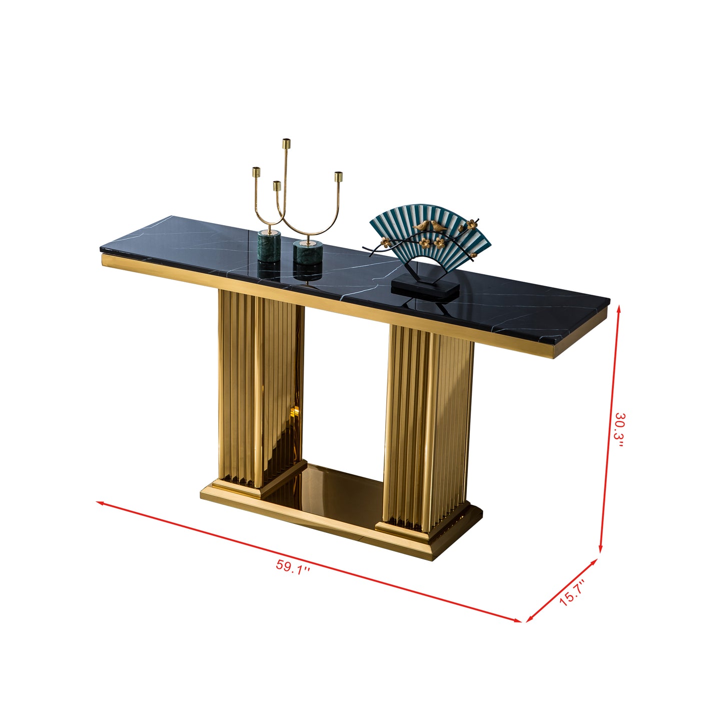 ST311 Marble Console Table with Gold or Silver Finish