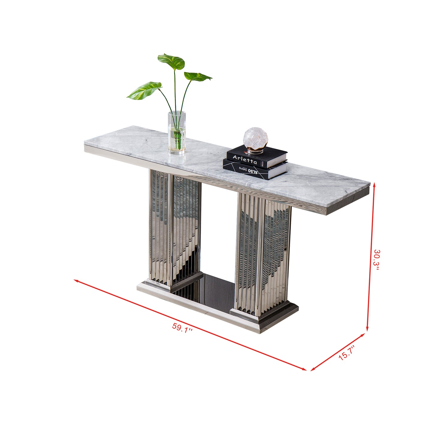 ST311 Marble Console Table with Gold or Silver Finish